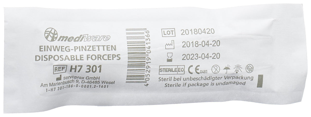 Servoprax Einmalpinzette 12.5cm anatomisch steril transparent (50 Stk)