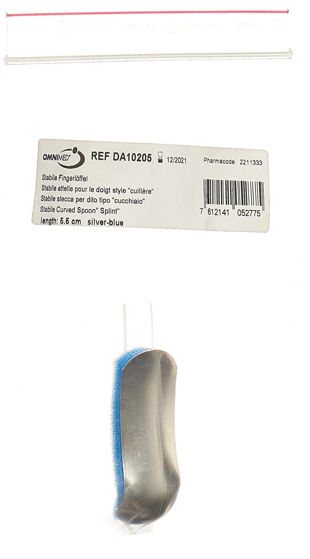 OMNIMED DALCO Fingerlöffel 5.5cm silber blau (1 Stk)