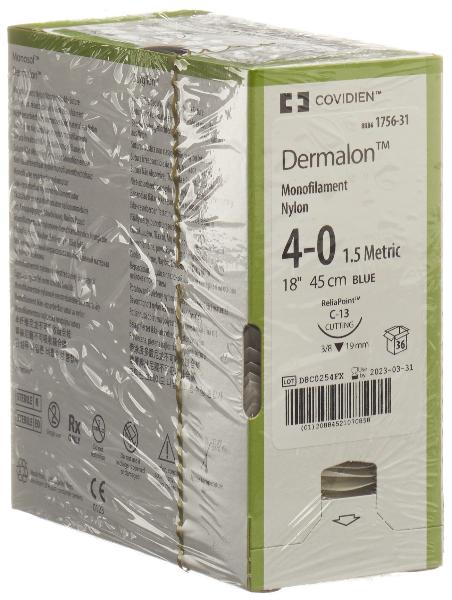 DERMALON Suture 45cm blue 4-0 C-13 (36 pcs)