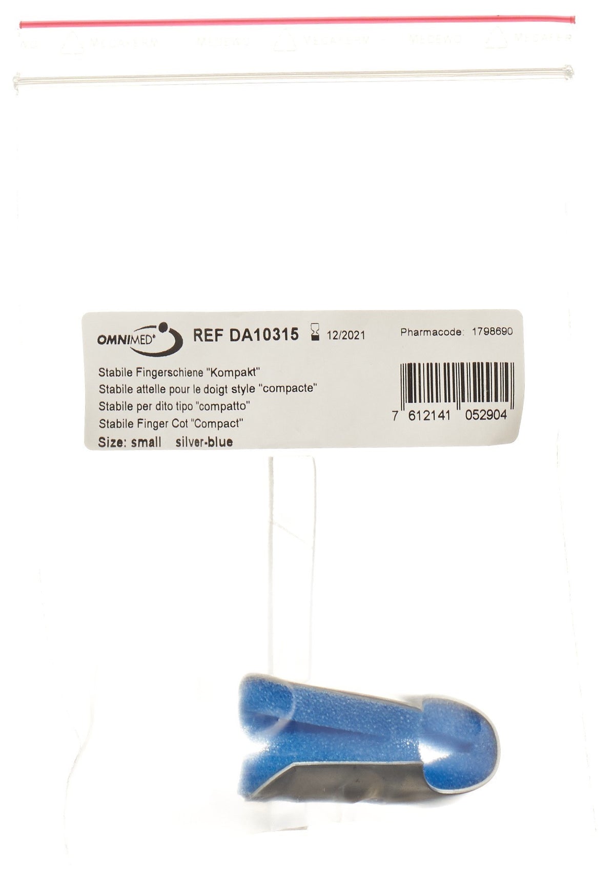 OMNIMED DALCO Fingerschiene S, silber blau (1 Stk)