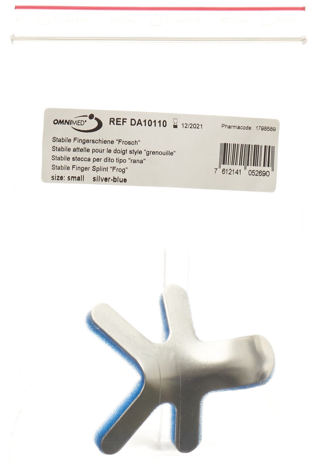OMNIMED DALCO FROG Fingerschiene S, silber blau (1 Stk)