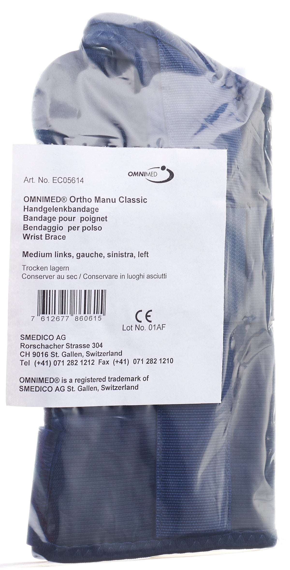 OMNIMED Ortho Manu Classic Handgelenk Bandage 16.5-19cm links (1 Stk)