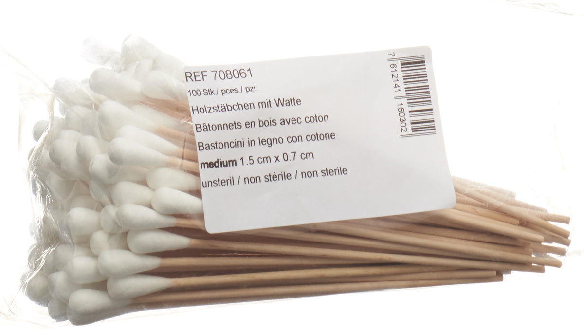 SALZMANN Wattestäb Holz 150mm M (100 Stk)