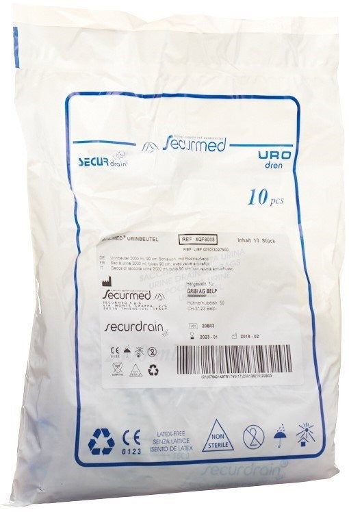 Qualimed Urinbeutel 2l 90cm mit Rücklaufventil (10 Stk)
