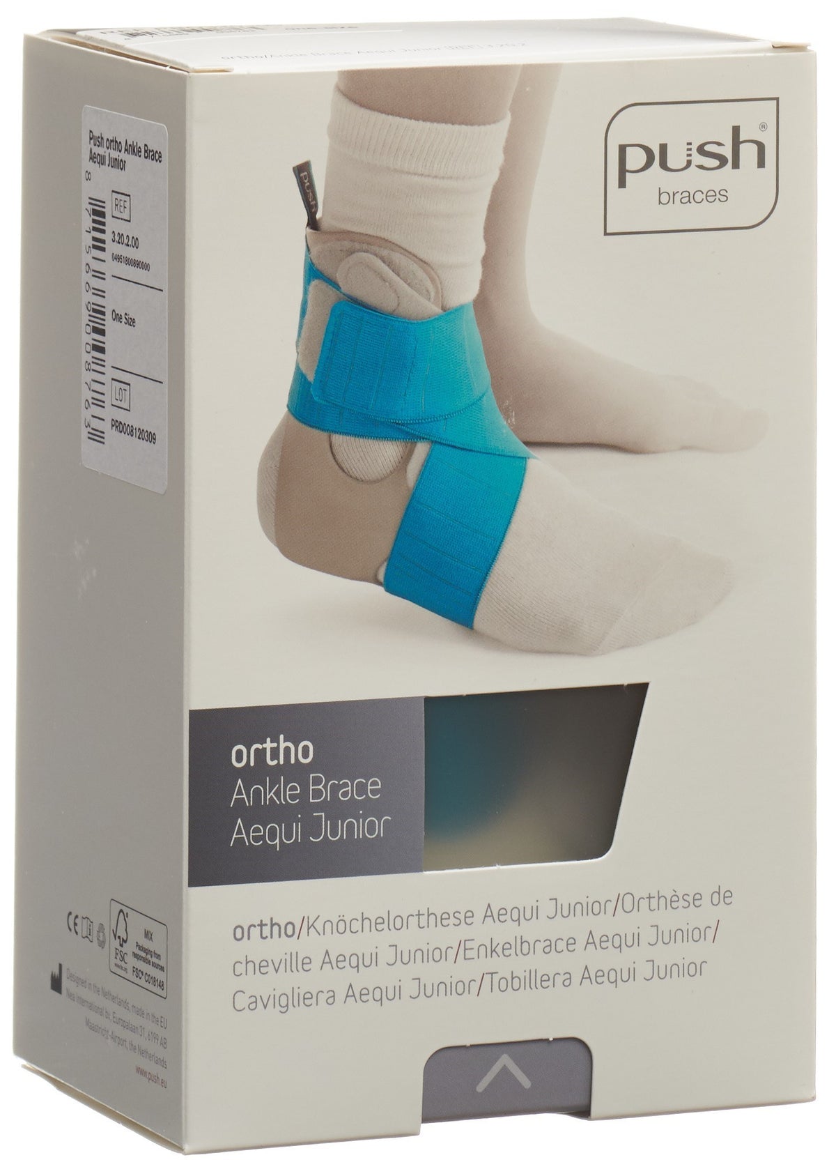 Push Ortho Aequi Fussgelenkband Junior Universalgrösse beidseitig tragbar (1 Stk)