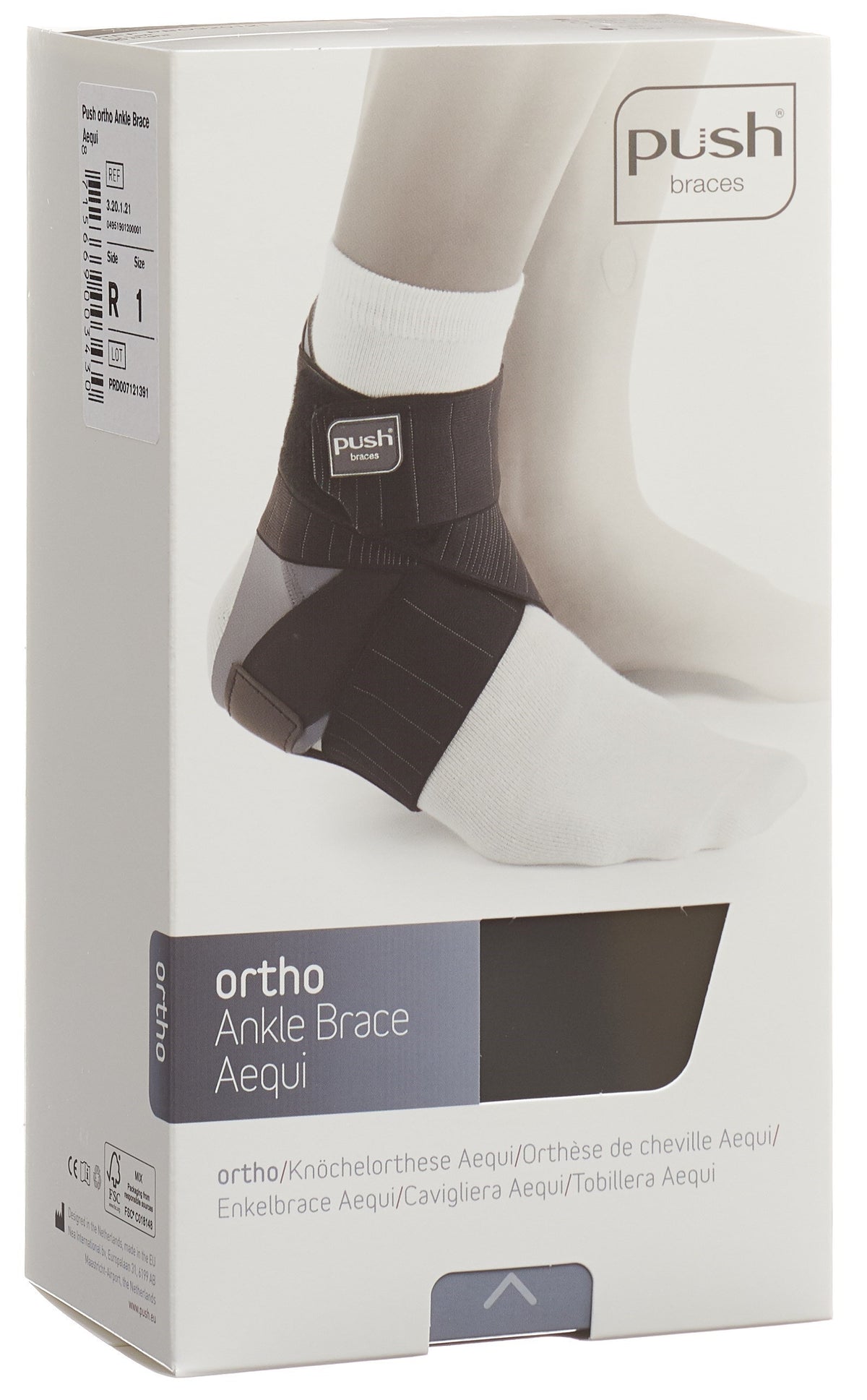 Push Ortho Aequi Fussgelenkband 27-31cm recht grau (1 Stk)