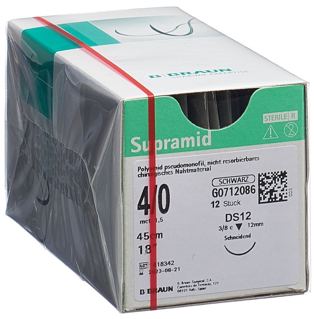 Supramid 45cm DS 12 4-0 schwarz (12 Stk)