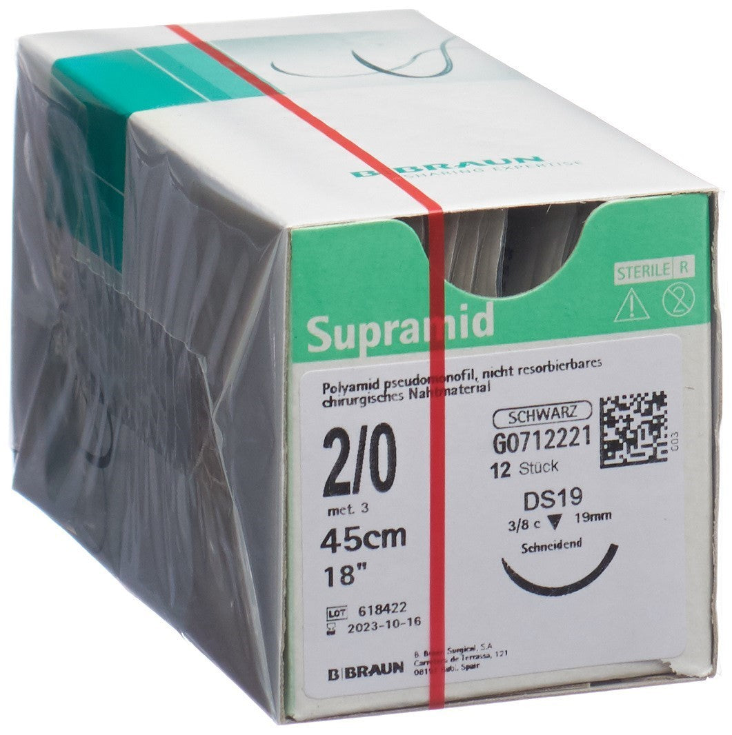 Supramid 45cm DS 19 2-0 schwarz (12 Stk)
