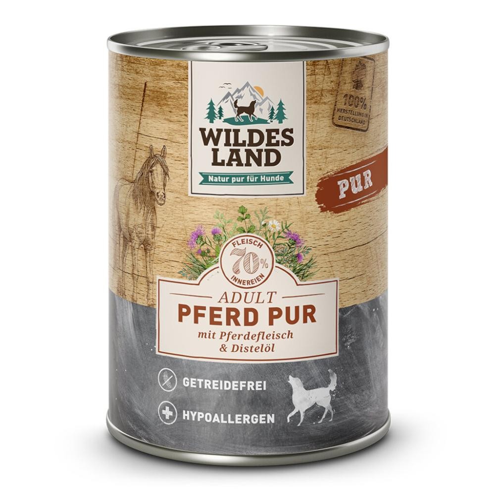 WILDES LAND Adult Pferd Pur mit Pferdefleisch&Distelöl (6x400g)
