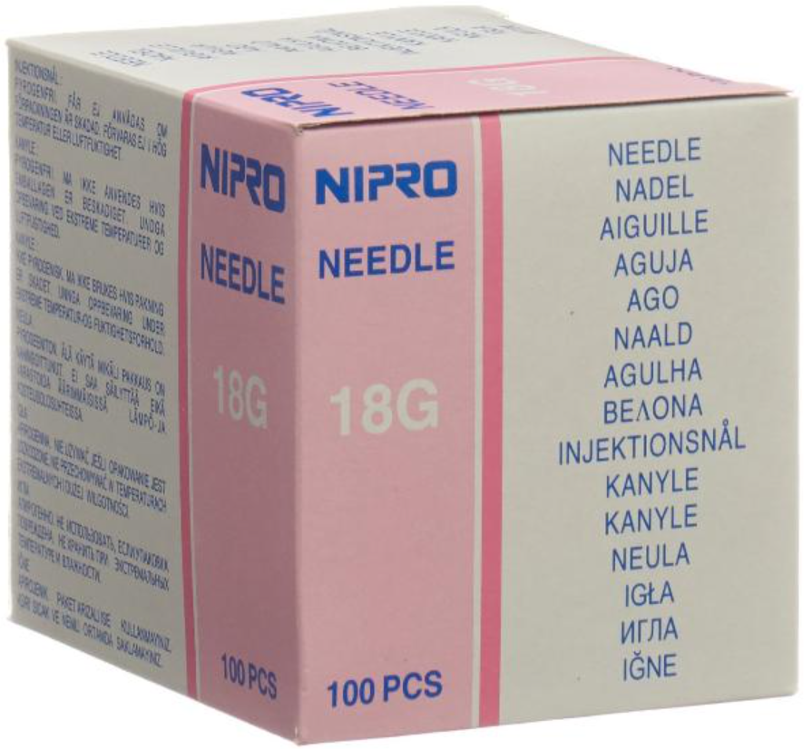 NIPRO Einmalkanülen 1.2x50mm 18Gx2" rosa (100 Stk)