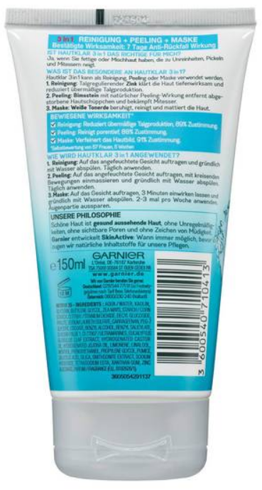 GARNIER SkinActive 3in1 Clay Cleanser (150ml)