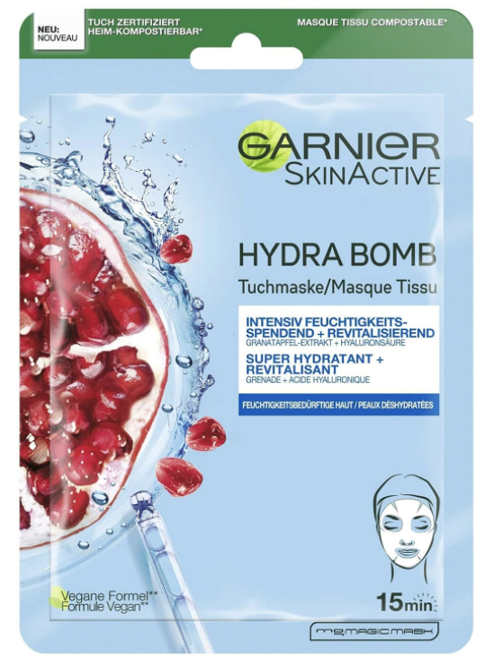 GARNIER Hydra Bomb Tuchmaske Granatapfel (1 Stk)