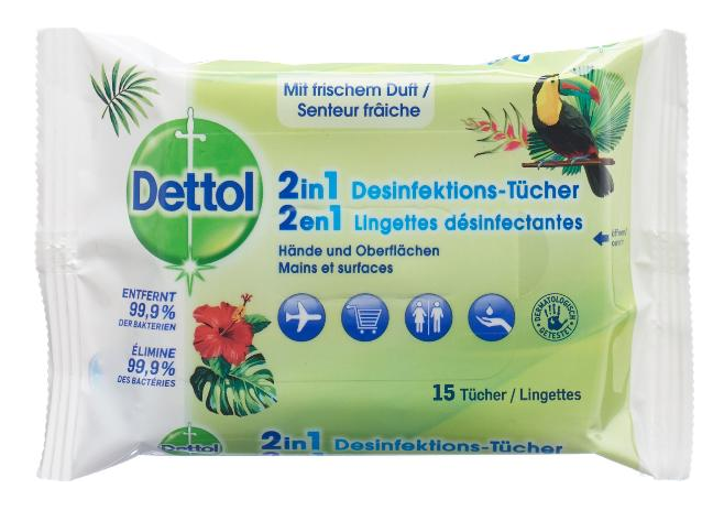 Dettol 2in1 Desinfektions-Tücher (15 Stk)