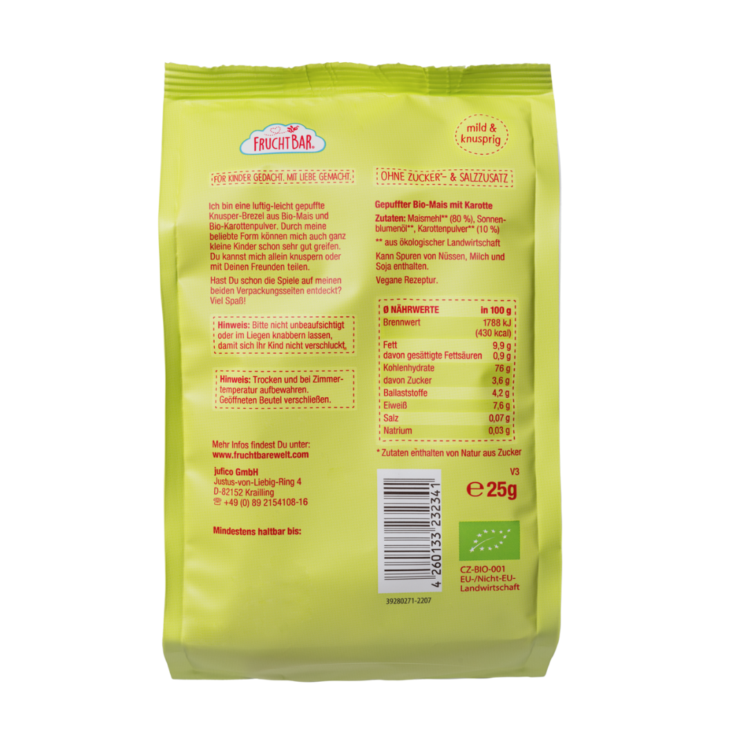 FRUCHTBAR Bio Knusper-Brezeln Mais Karotte (25g)