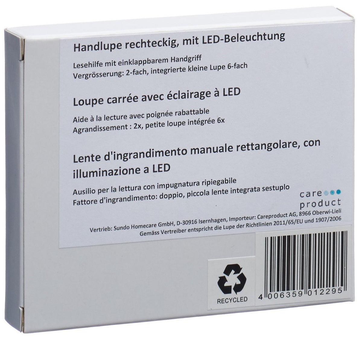 SUNDO Handlupe mit LED-Beleuchtung rechteckig (1 Stk)