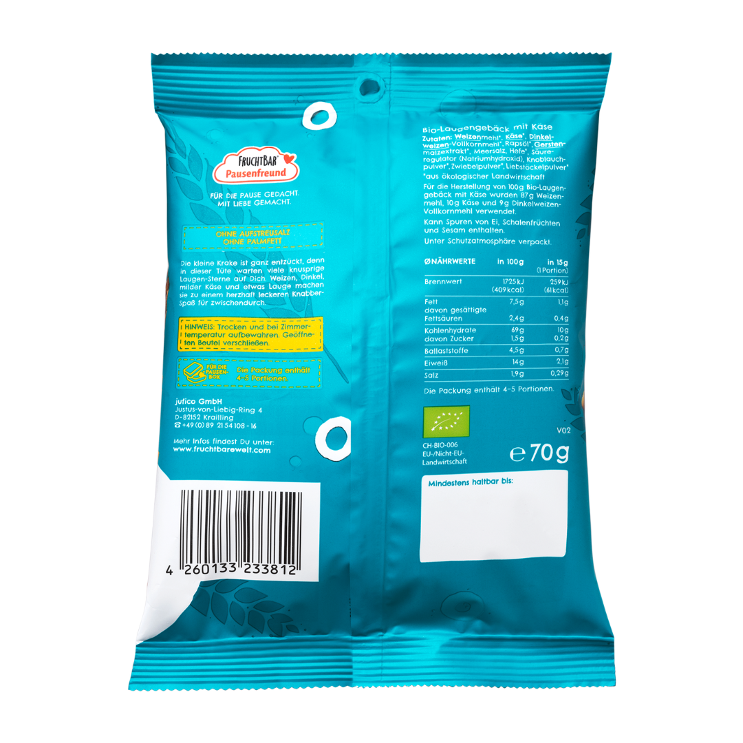 FRUCHTBAR Bio Laugen-Sterne mit Käse (70g)