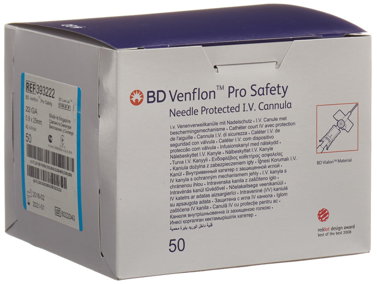 BD Venflon Pro Safety 22G 0.9x25mm blau (50 Stk)