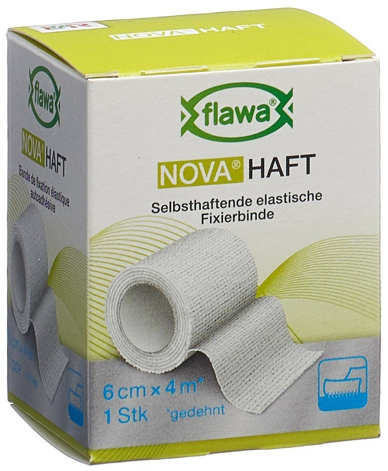 flawa NOVA HAFT kohäsive Gazebinde, 6cmx4m (1 Stk)