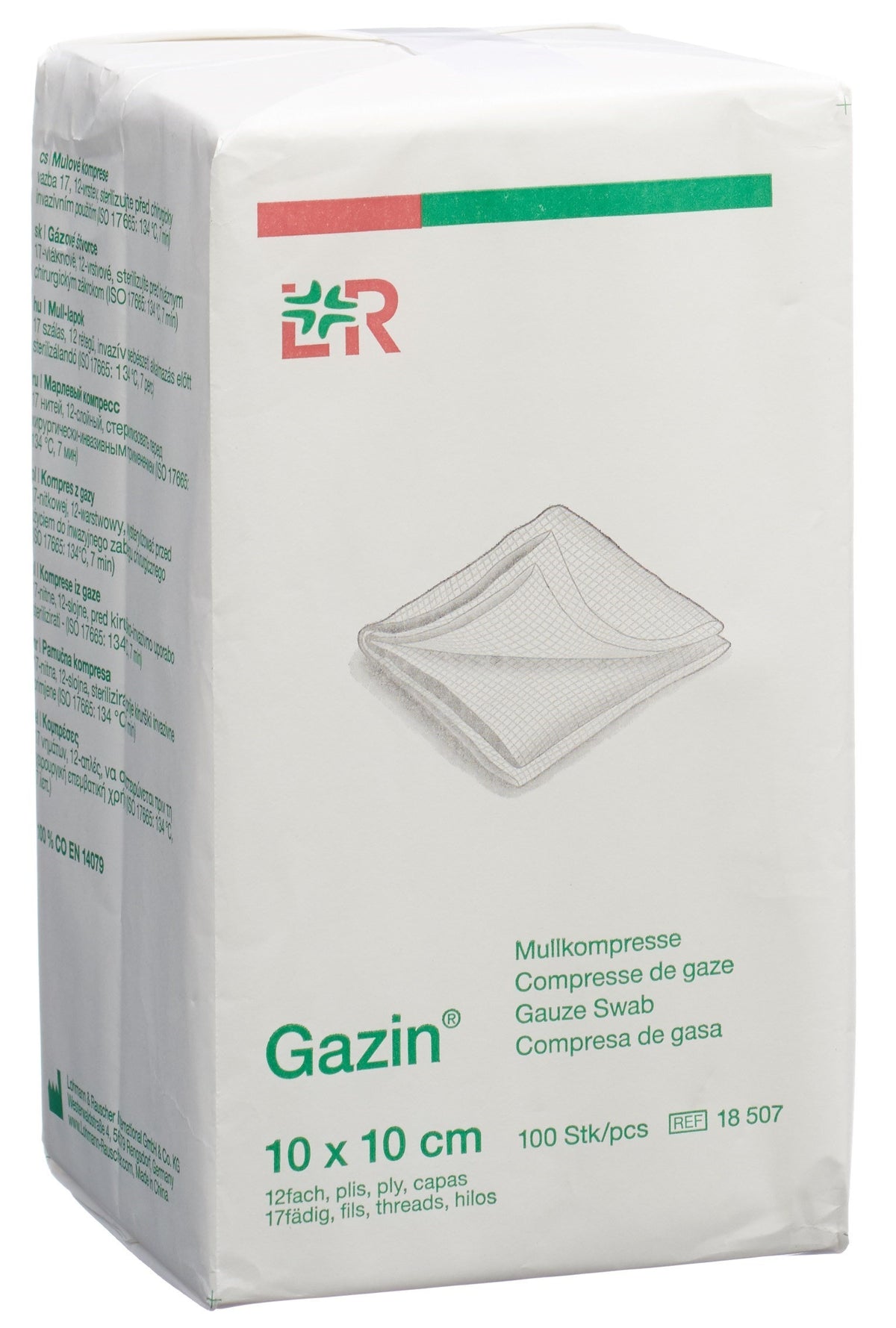 Gazin Mullkompressen 10x10cm 12-fach unsteril (100 Stk)