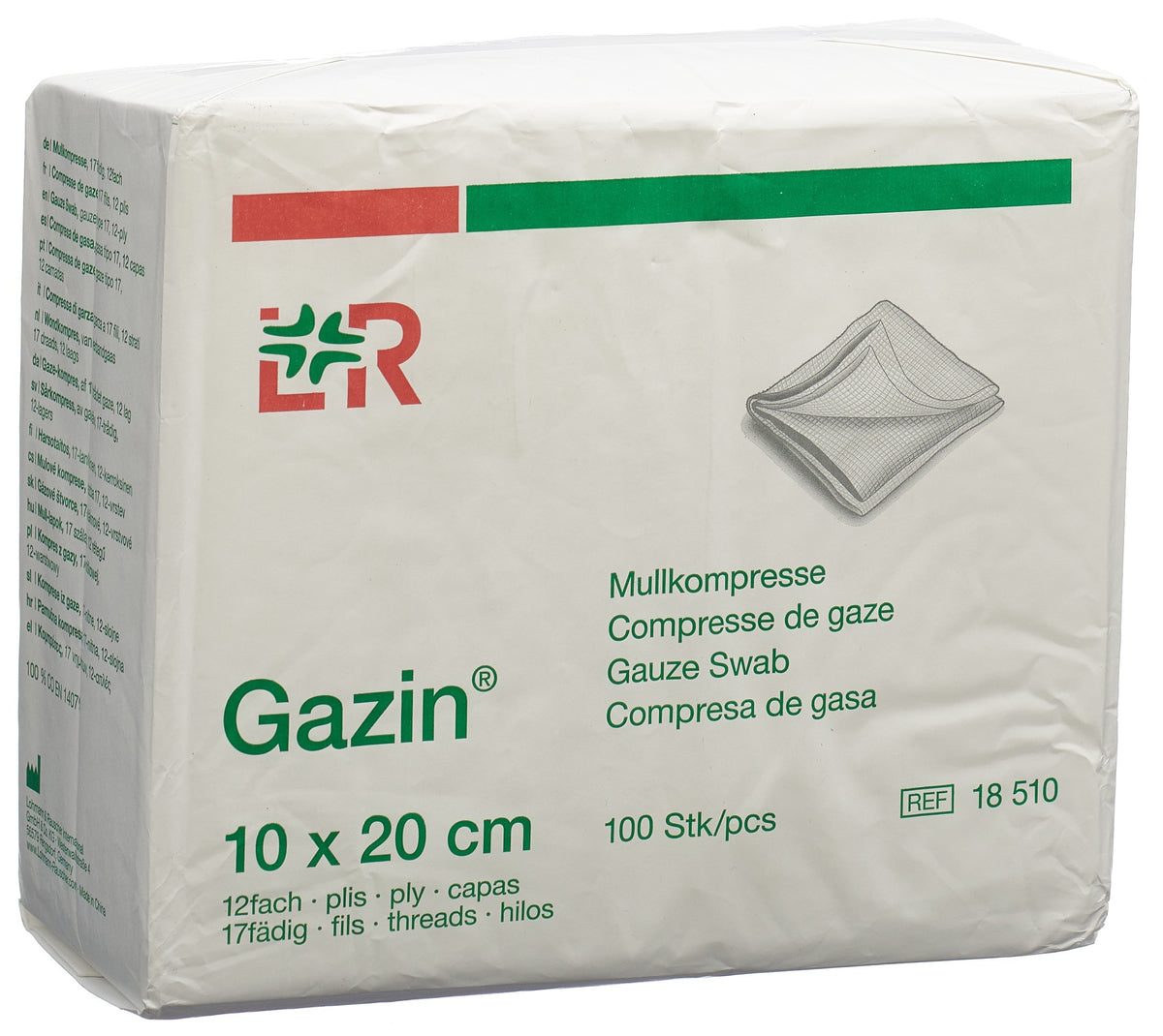 Gazin Mullkompressen 10x20cm 12-fach/17-fädig ohne RK (100 Stk)