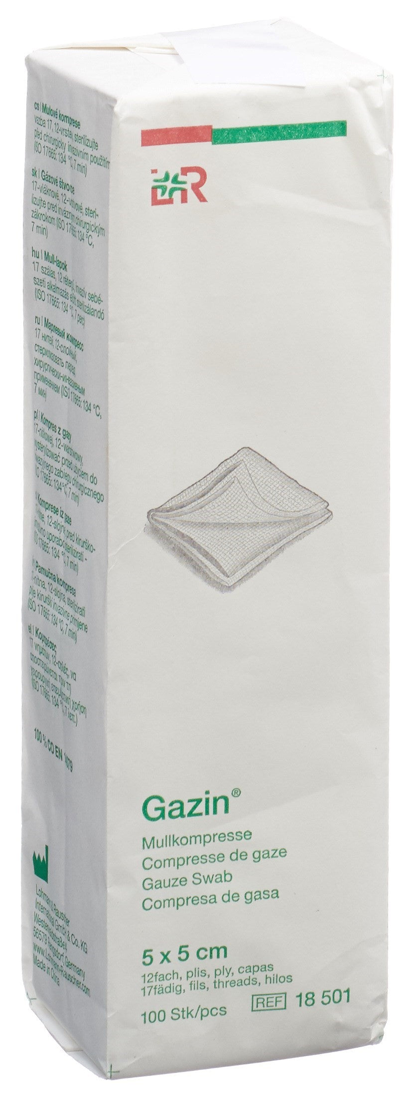 Gazin Mullkompressen 5x5cm 12-fach unsteril (100 Stk)