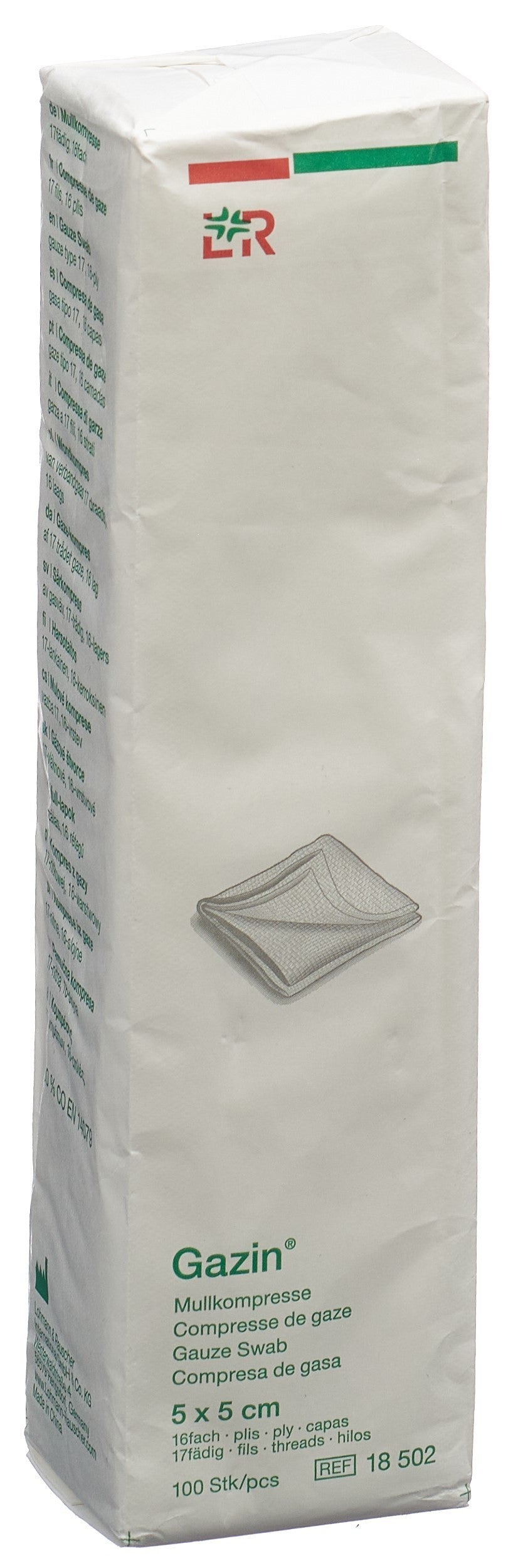 Gazin Mullkompressen 5x5cm, 16-fach, unsteril (100 Stk)