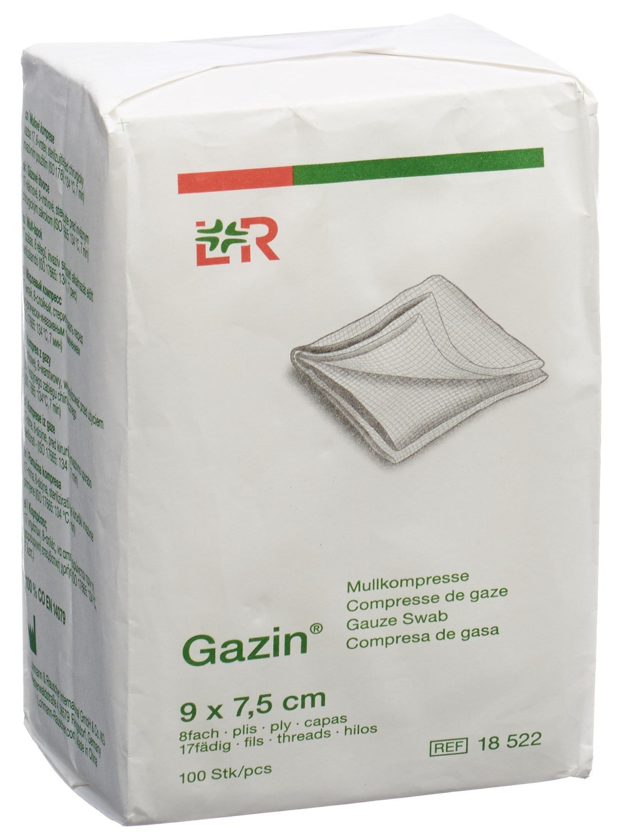 Gazin Mullkompressen 9x7.5cm 8-fach unsteril (100 Stk)