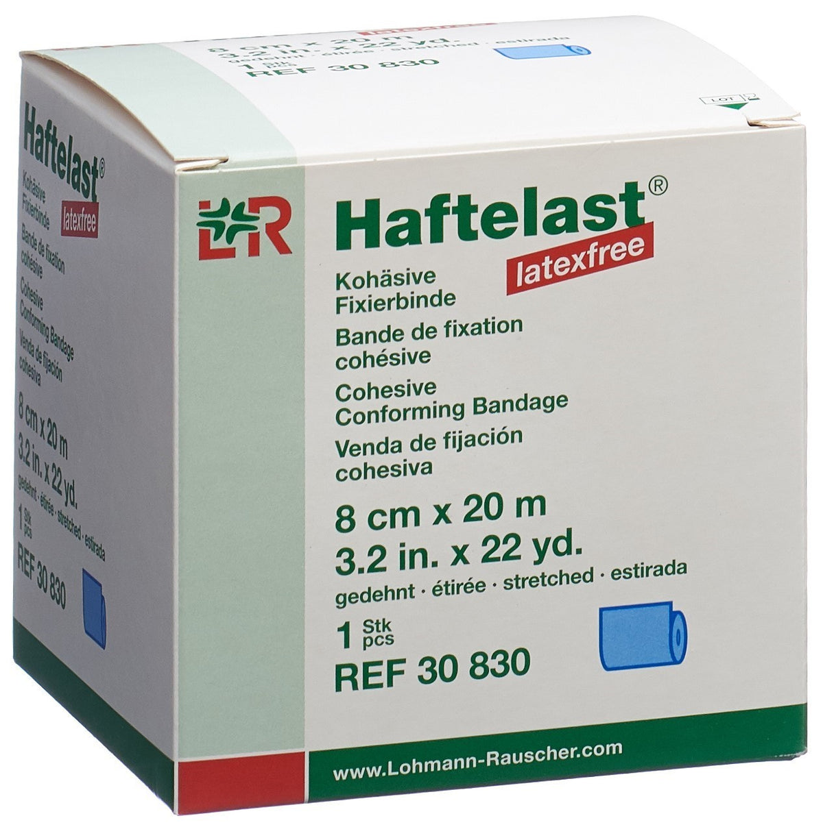 Haftelast latexfrei kohäsive Fixierbinde 8cmx20m blau (1 Stk)
