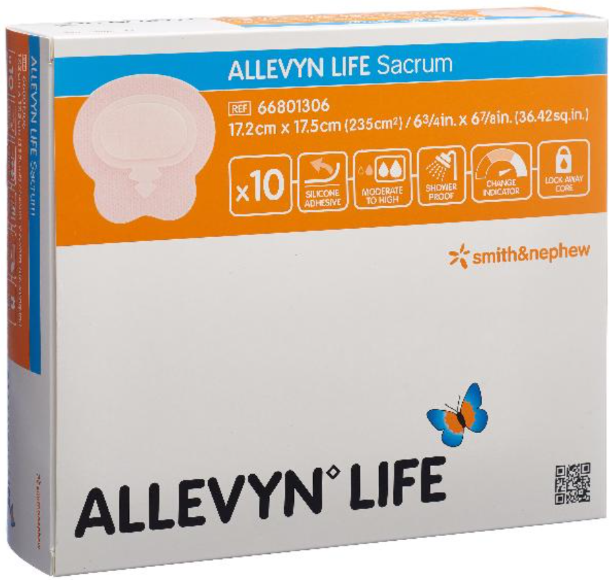 ALLEVYN LIFE Sacrum Silikon-Schaumverband, 17.2x17.5cm (10 Stk)