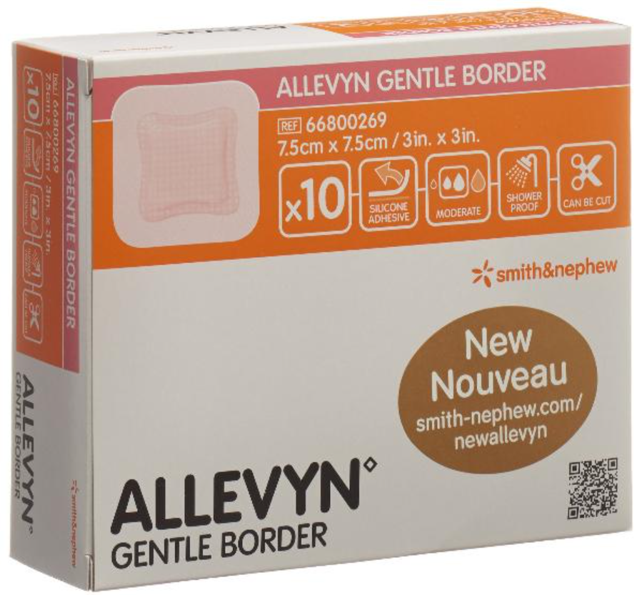 ALLEVYN GENTLE BORDER Wundverband, 7.5x7.5cm (10 Stk)