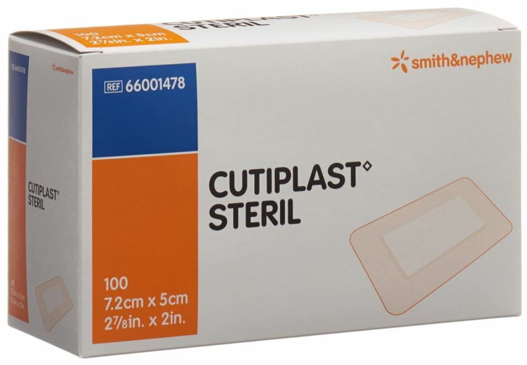 CUTIPLAST STERIL Wundverband, 7.2cmx5cm, weiss (100 Stk)
