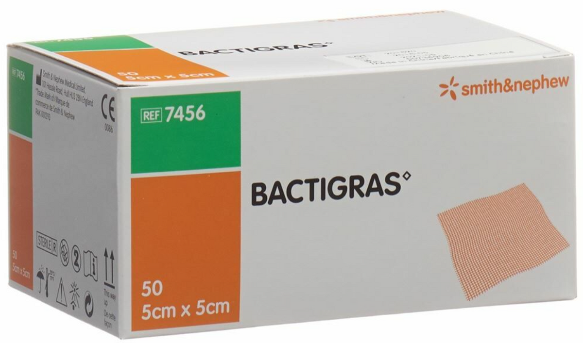 BACTIGRAS Gazeverband, 5cmx5cm (50 Stk)