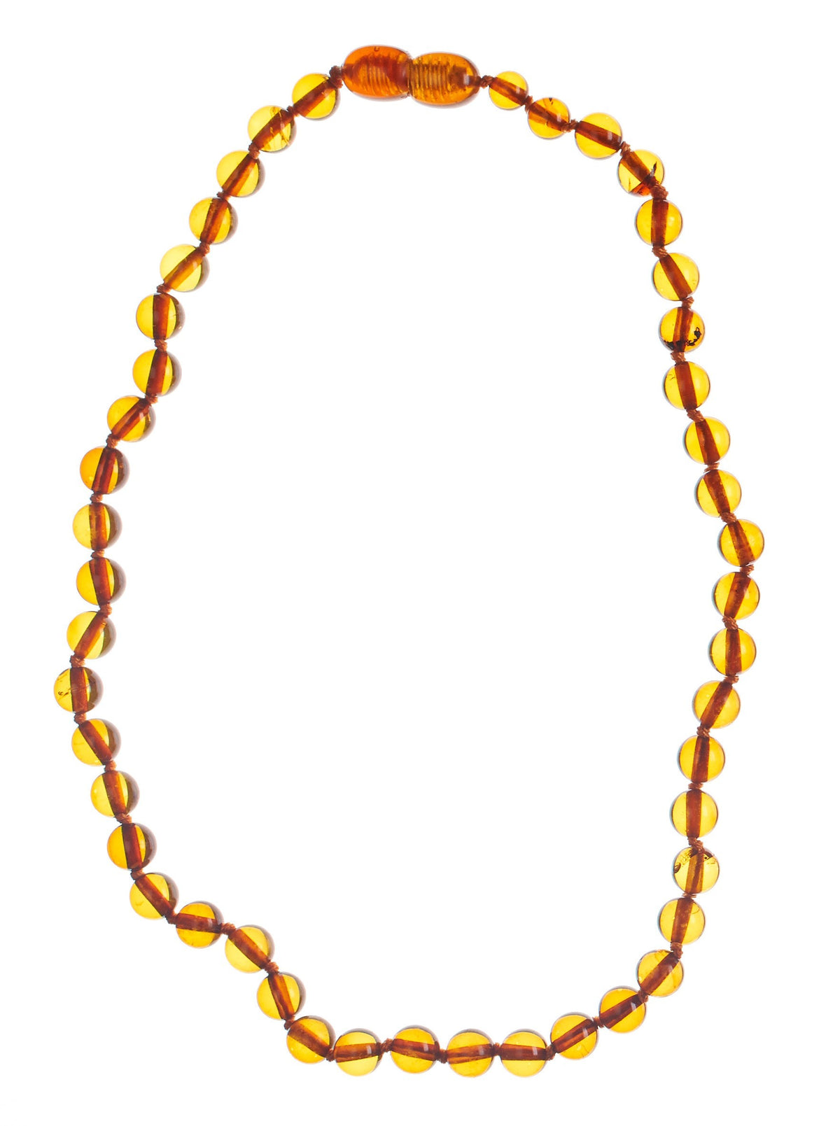 SELENAS Baby Bernsteinkette Kugeln cognac abgerundet, 32-34cm (1 Stk)