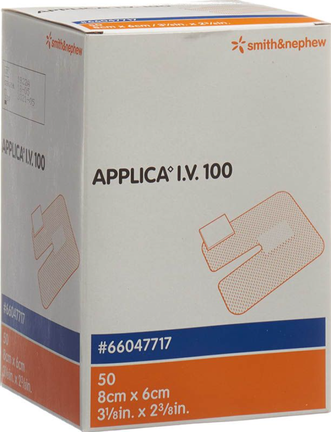 APPLICA I.V.100 Kanülenfix 8x6cm mit Polster (50 Stk)