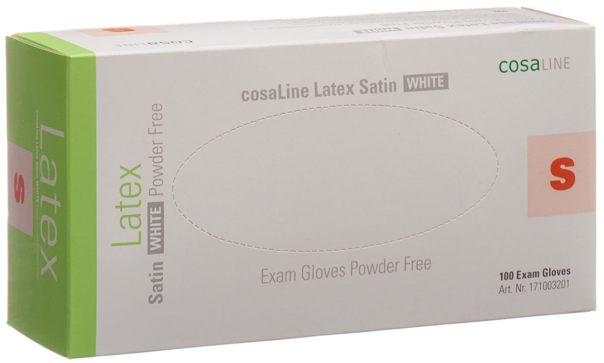 Cosaline UHS Latex Handschuhe, Grösse S, Satin, weiss, puderfrei (100 Stk)