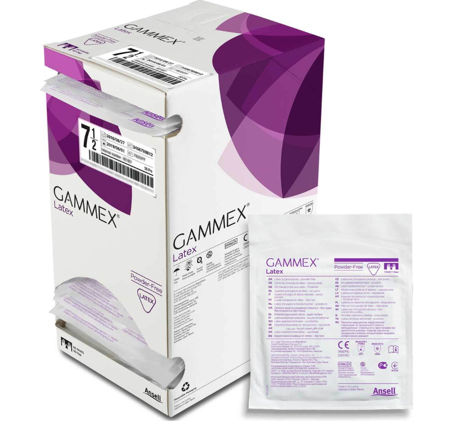 Gammex OP-Handschuhe Latex, Grösse 7.5, steril, puderfrei (50 Paar)