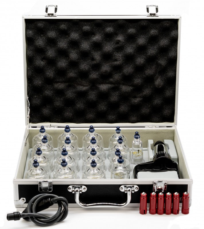 Nine Needles Schröpfglas Set, mit Handpumpe, Acryl (17-teilig)
