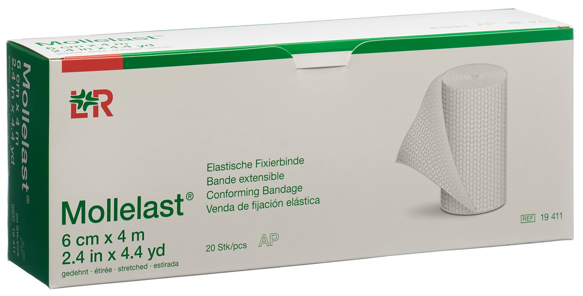 Mollelast Elastische Fixierbinde 6cmx4m weiss (20 Stk)