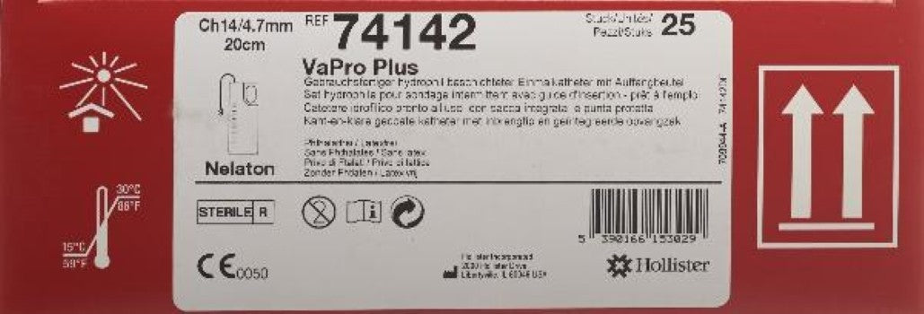VaPro Plus 1x Katheter CH14, 20cm Nelaton mit Beutel (25 Stk)