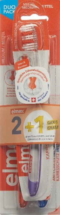 Elmex Kariesschutz InterX Mittel Zahnbürste (2+1 Stk)