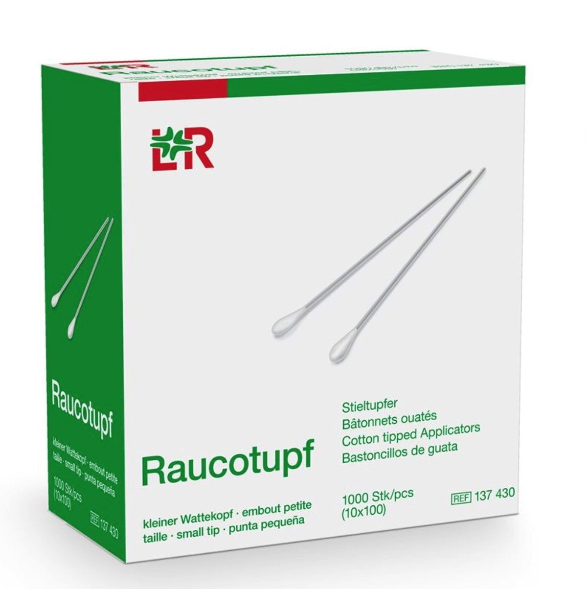 Raucotupf Wattestäbchen Holz 15cm kleiner Kopf (100 Stk)