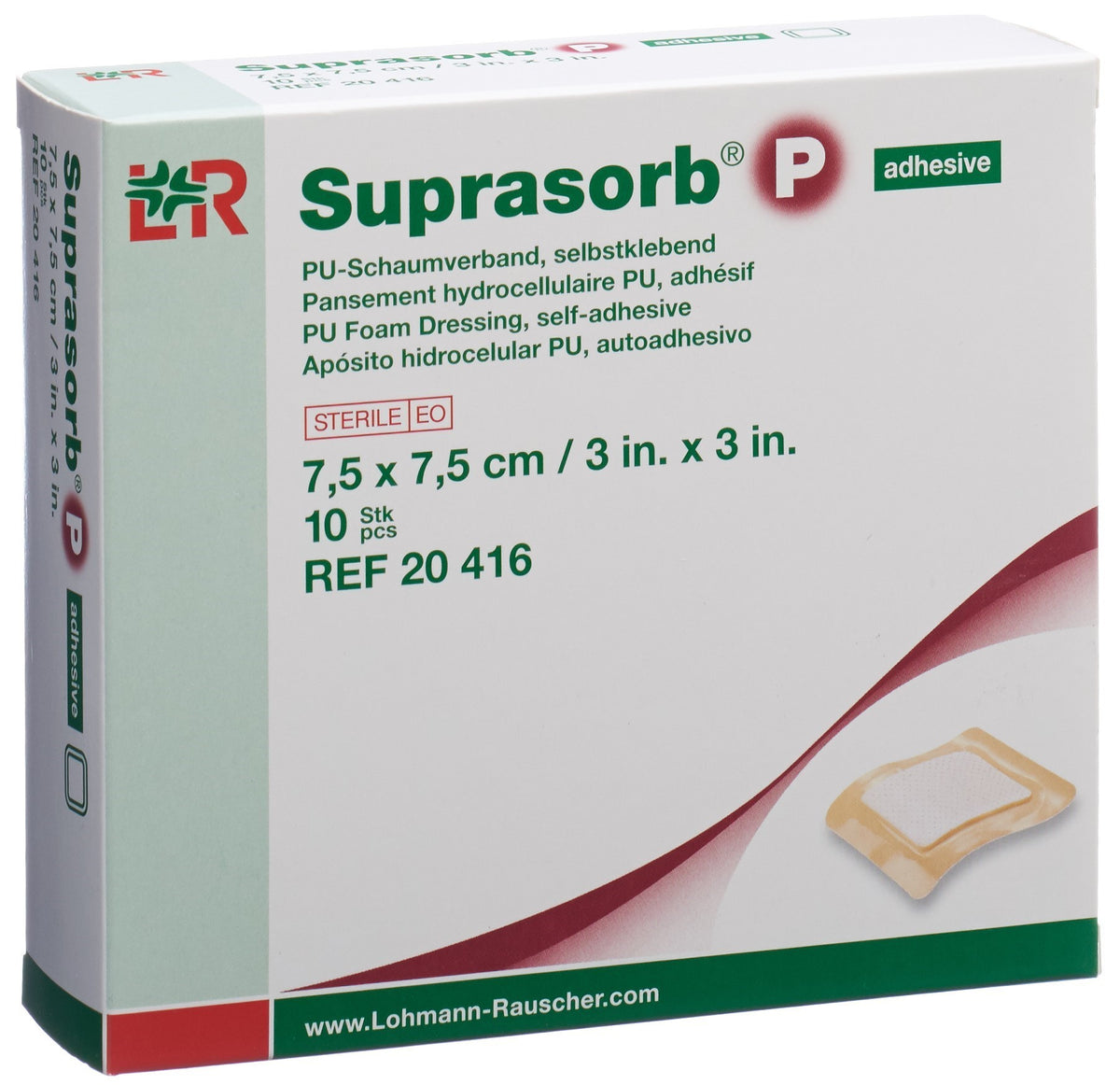 Suprasorb P Schaumverband 7.5x7.5cm selbstklebend (10 Stk)