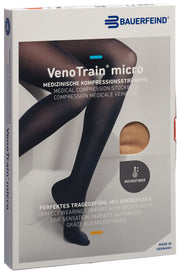 VenoTrain micro AG KKL2 Grösse S normal/short offene Fussspitze creme Haftband Mikronoppen (1 Paar)