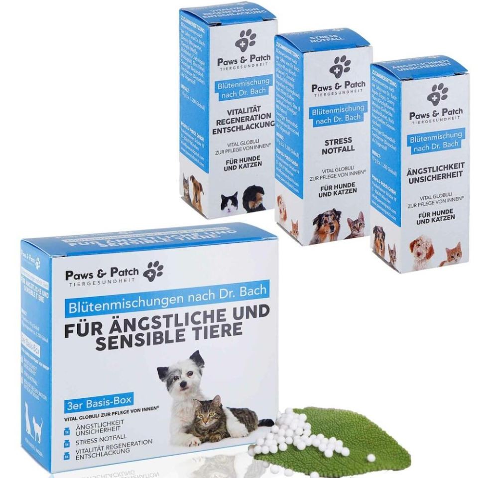 Paws and Patch 3er Set für ängstliche und sensible Tiere Bach-Blütenmischung (3x10g)