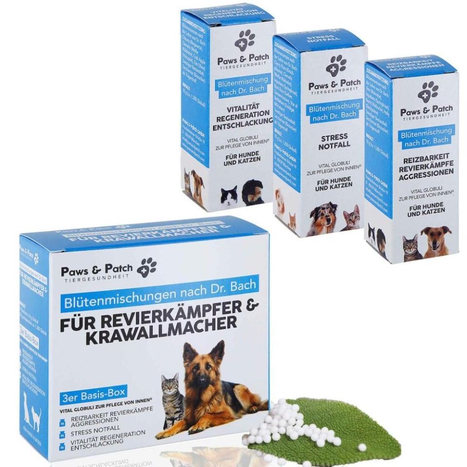 Paws and Patch 3er Set für Revierkämpfer und Krawallmacher Bach-Blütenmischung (3x10g)