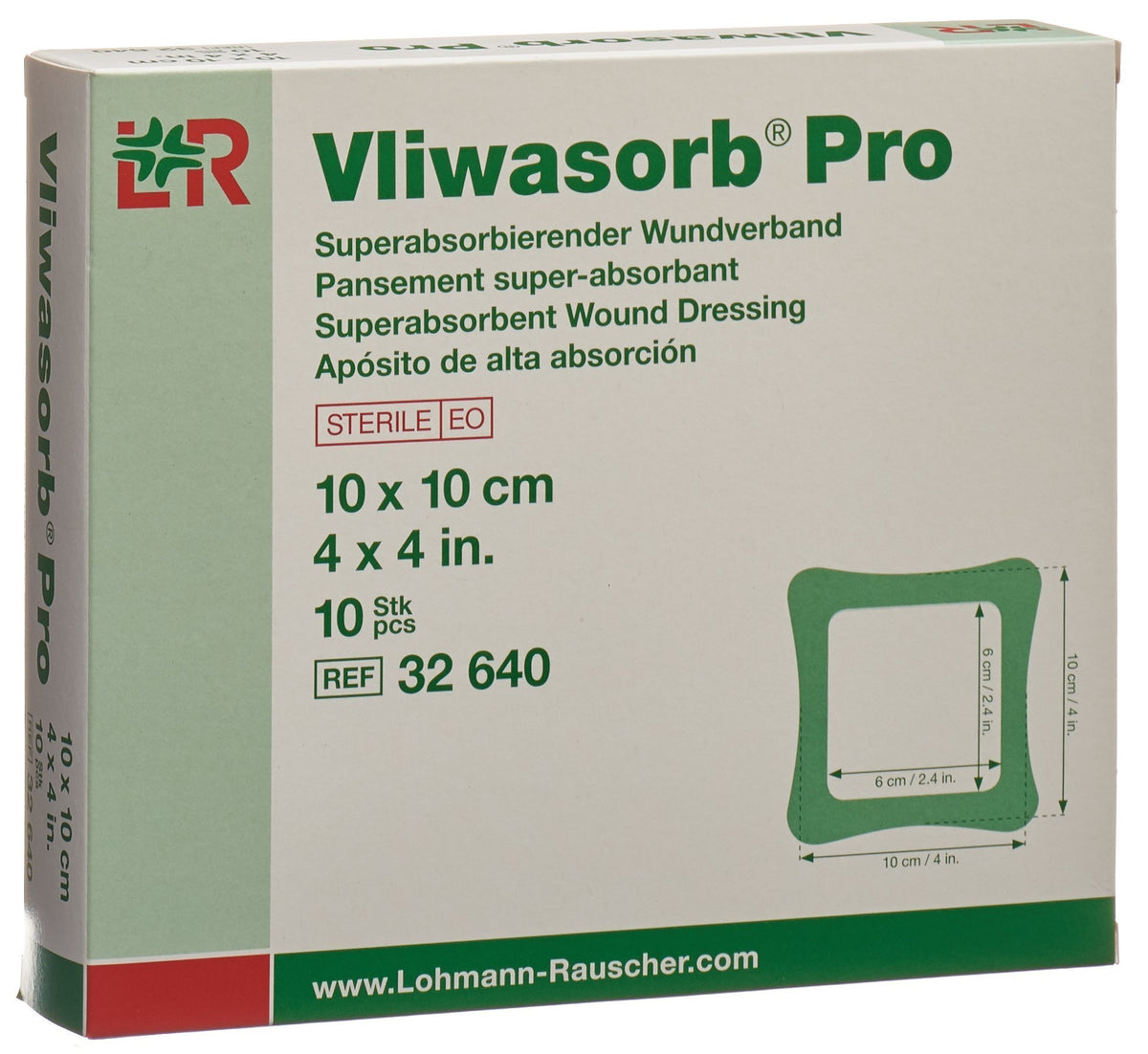 Vliwasorb Pro Wundverband 10x10cm (10 Stk)