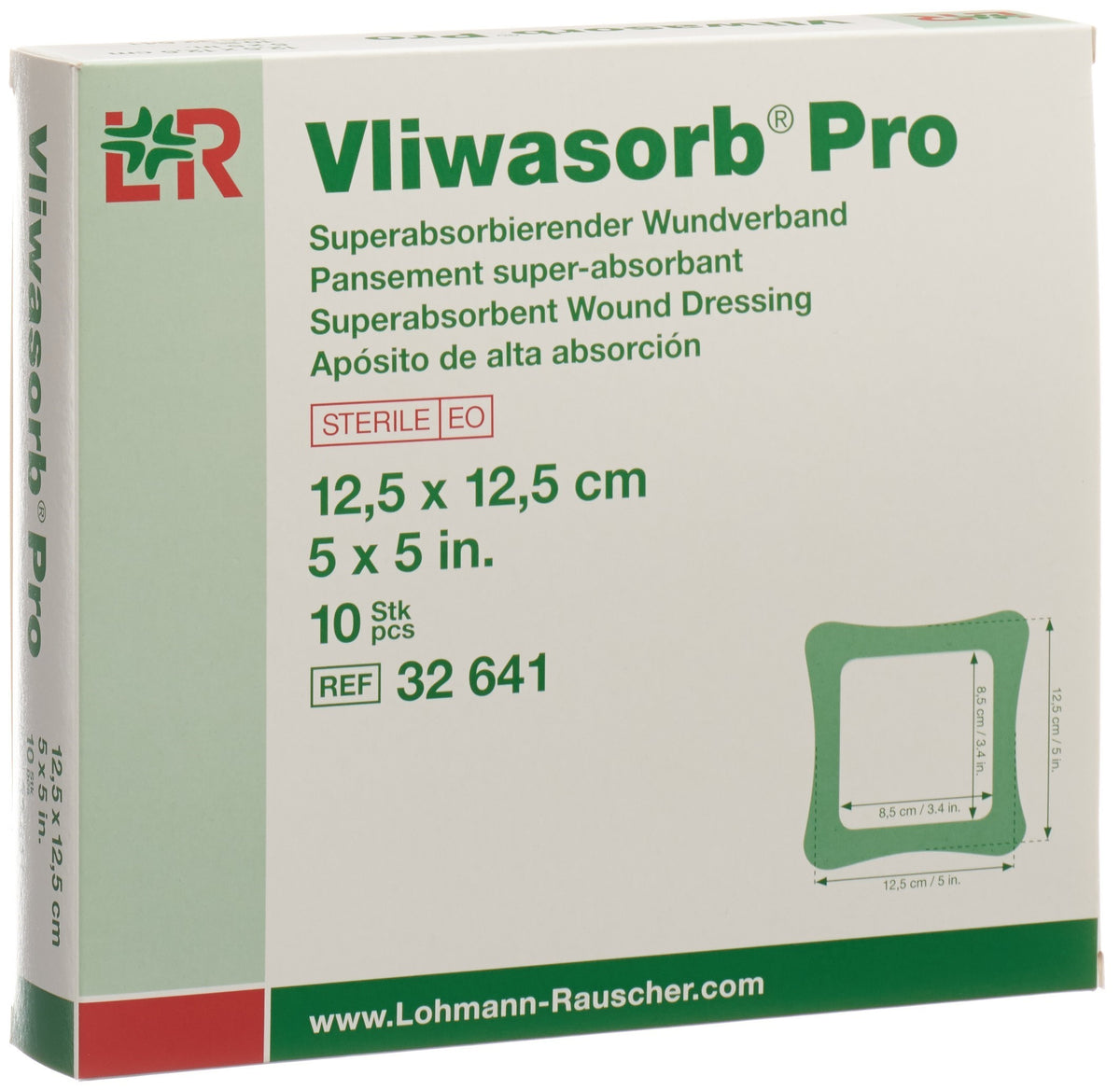 Vliwasorb Pro Wundverband 12.5x12.5cm (10 Stk)