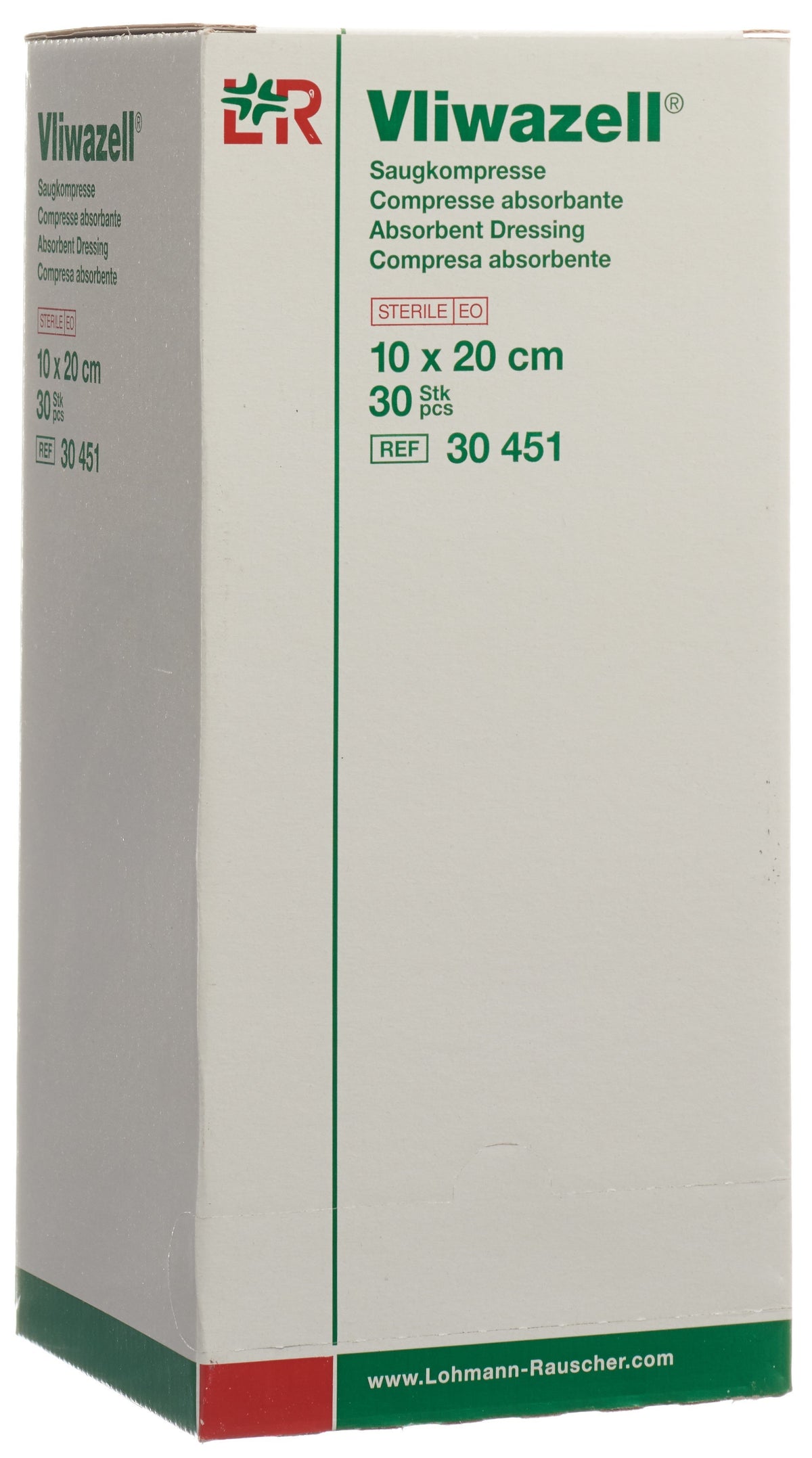 Vliwazell Saugkompresse 10x20cm steril (30 Stk)