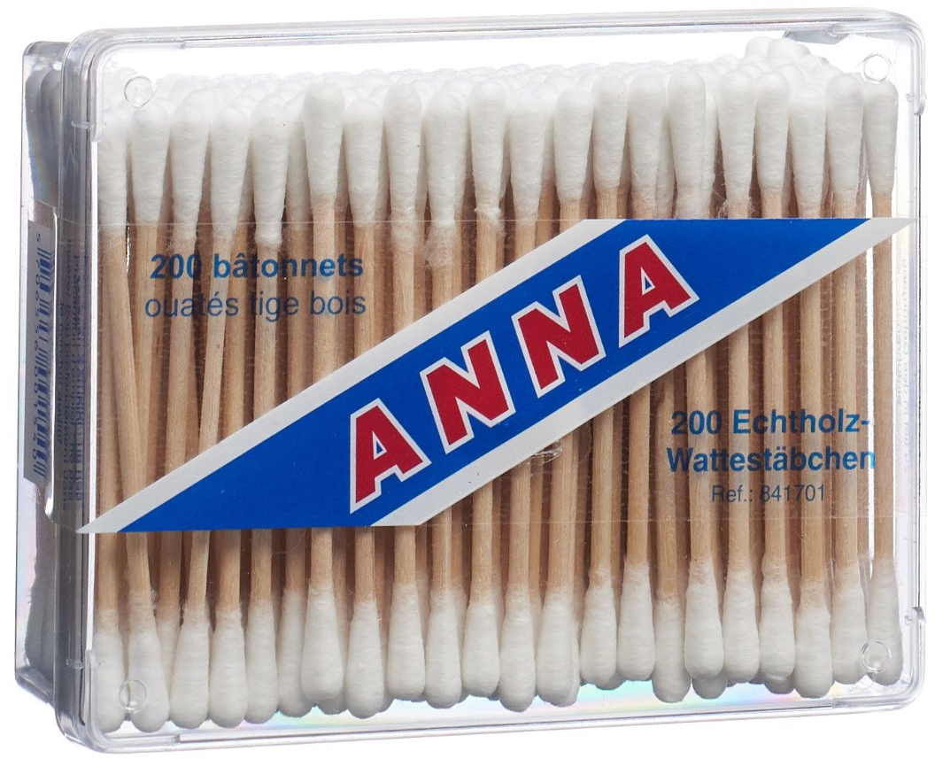 Anna Wattestäbchen Holz (200stk)