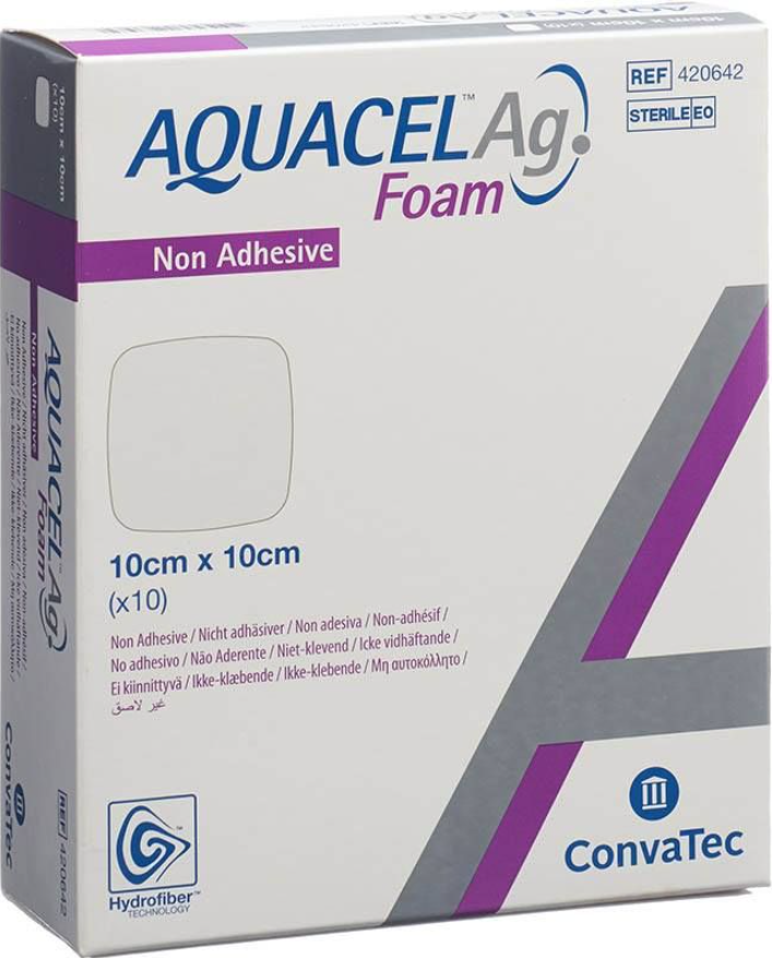 ConvaTec AQUACEL Ag Foam nicht adhäsiv 10x10cm (10 Stk)